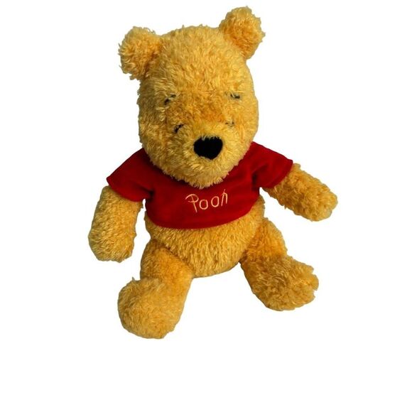 Walt Disney World Disneyland Winnie the Pooh Plush Small Red Shirt Stuffed Toy - Picture 1 of 7